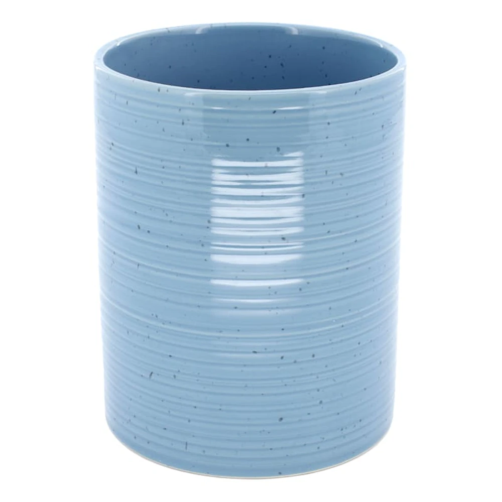 Blue Glazed Stoneware Utensil Holder