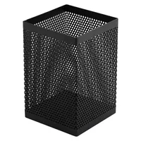 Black Metal Mesh Square Pencil Cup