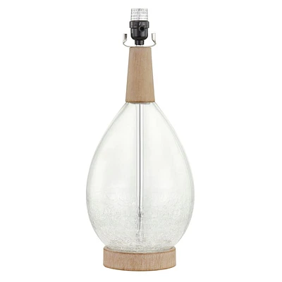 Clear Glass Table Lamp with Wooden Base, 19.5"