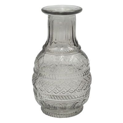Gray Embossed Bud Glass Vase