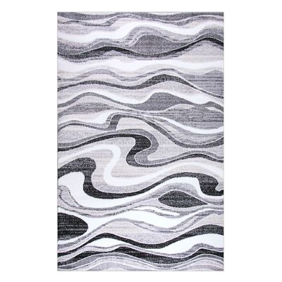 B511) Soho Grey & Cream Waves Area Rug