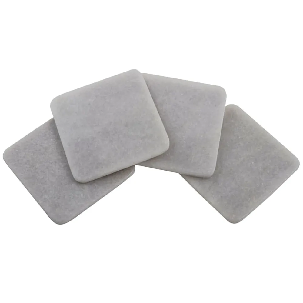 Set of 4 Square Marbled Stoneware Coasters