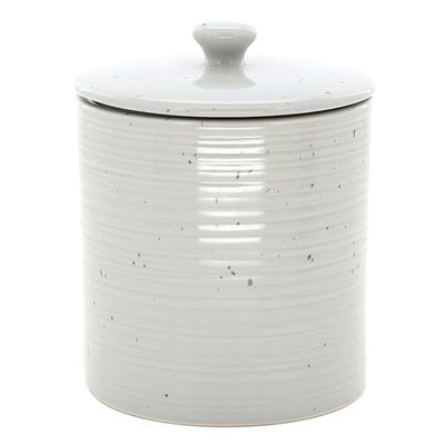 SMALL CANISTER W/WHITE GLAZE