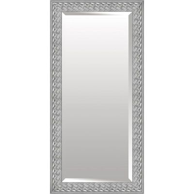 Rectangle Solid Wood High & Low Silver Floor Mirror, 32x68