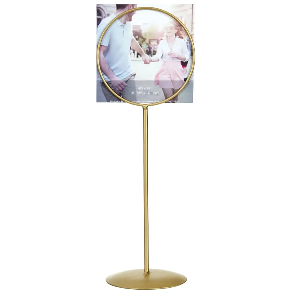 Gold Metal Circle Photo Holder, 4x11