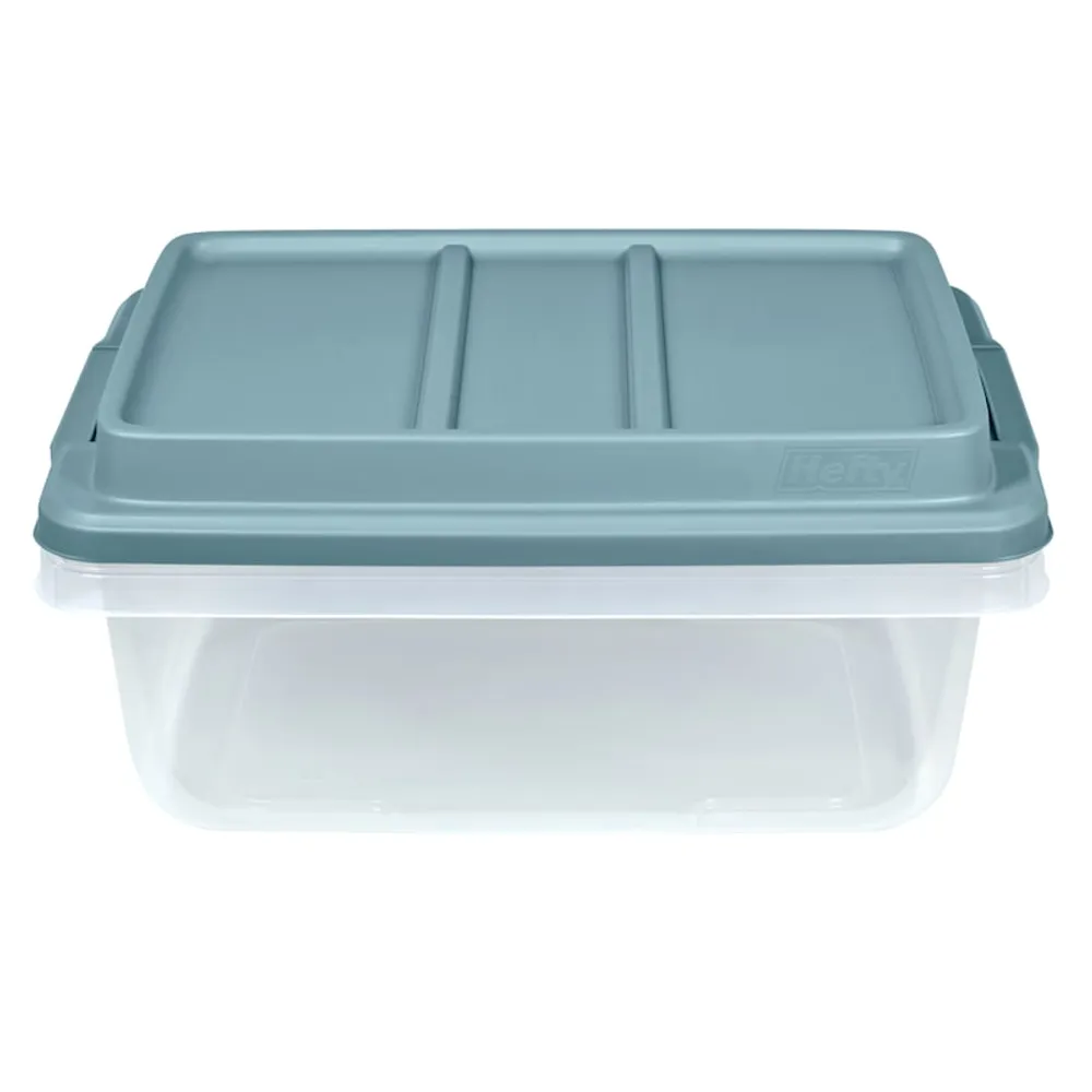 Hefty Clear & White Storage Bin with Lid, 52qt