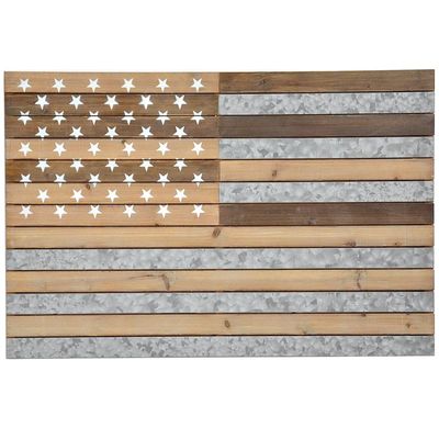 36X24 Wood And Galvanized Metal Wall Flag