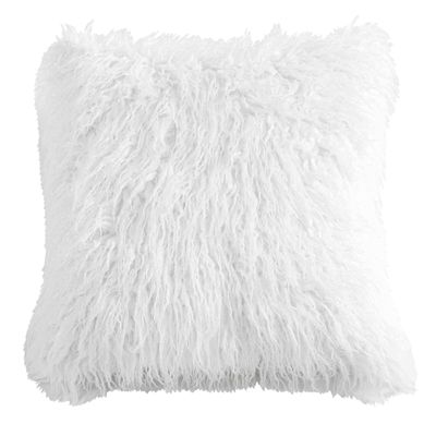 Luca White Faux Fur Throw Pillow