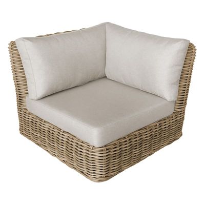 Hamptons All Weather Wicker Corner Chair with Cushion