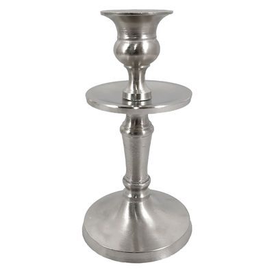 Matte Silver Taper Candle Holder