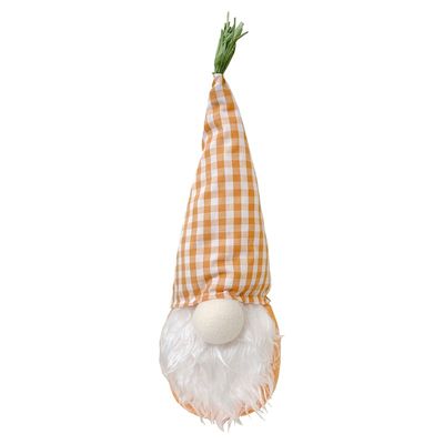 Plaid Carrot Hat Easter Gnome, 14"