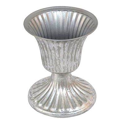 Grace Mitchell Silver Fluted Metal Vase, 4"