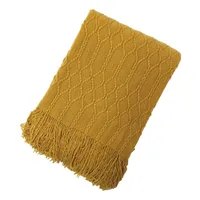 Beverly Mustard Yellow Throw Blanket, 50x60