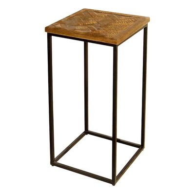 Parquet Wood Top Side Table