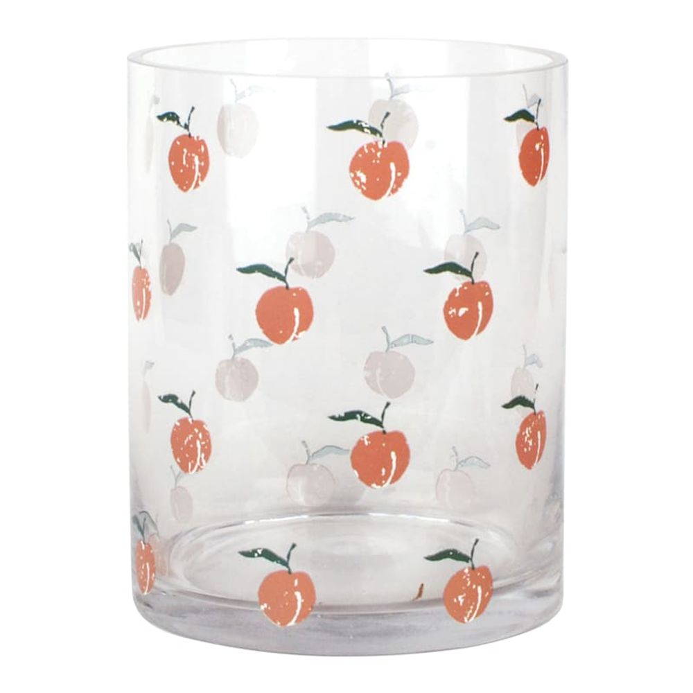 Peach Printed Clear Glass Vase