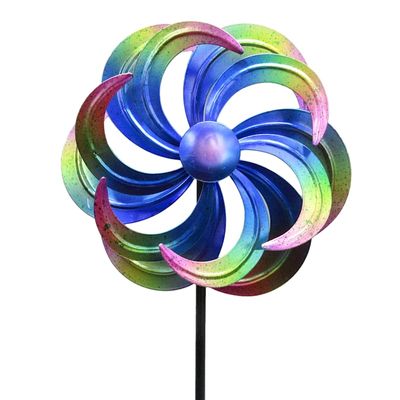 Metal Wind Spinner Stake Peacock Action, 36"