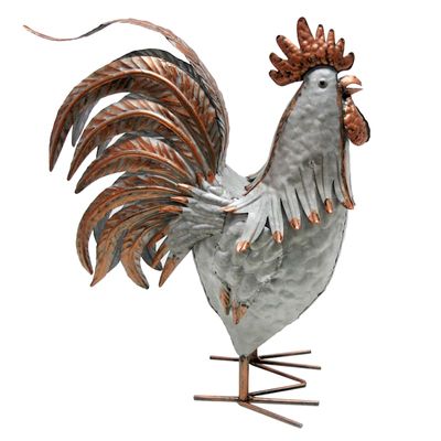 Galvanized Metal Rooster Decor, 15"