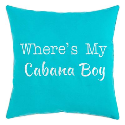 Cabana Boy Tile Blue Outdoor Throw Pillow, 18"