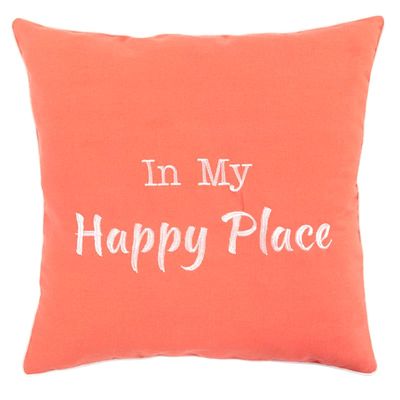 Happy Place Cayenne Outdoor Throw Pillow, 18"
