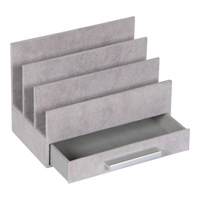 Laila Ali Gray Suede Letter Organizer with Drawer