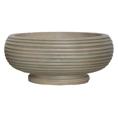 Natural Ribbed Low Bowl Planter, Large