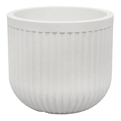 Japi Off-White Fluted Low Outdoor Planter