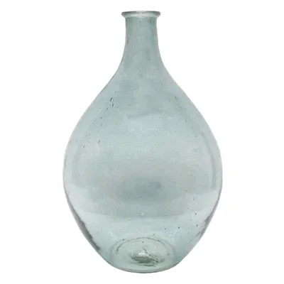 Sea Blue Seeded Glass Vase, 13.5"