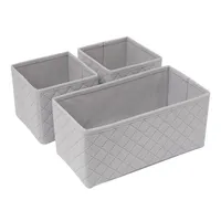 3-Pack Grey Quilted Collapsible Storage Bins