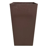 Tall Square Brown Outdoor Planter, 21"