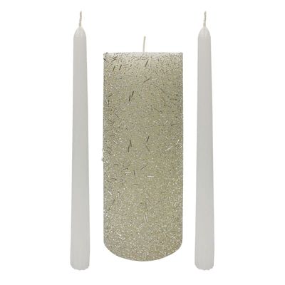 Silver Beaded Unity Candle Set