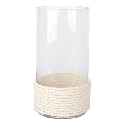Clear Glass Vase with Textured White Base