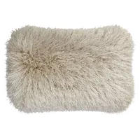 Grant Beige & Silver Lurex Shag Throw Pillow, 14x20