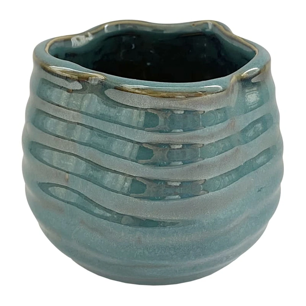 Indoor Beveled Ceramic Planter