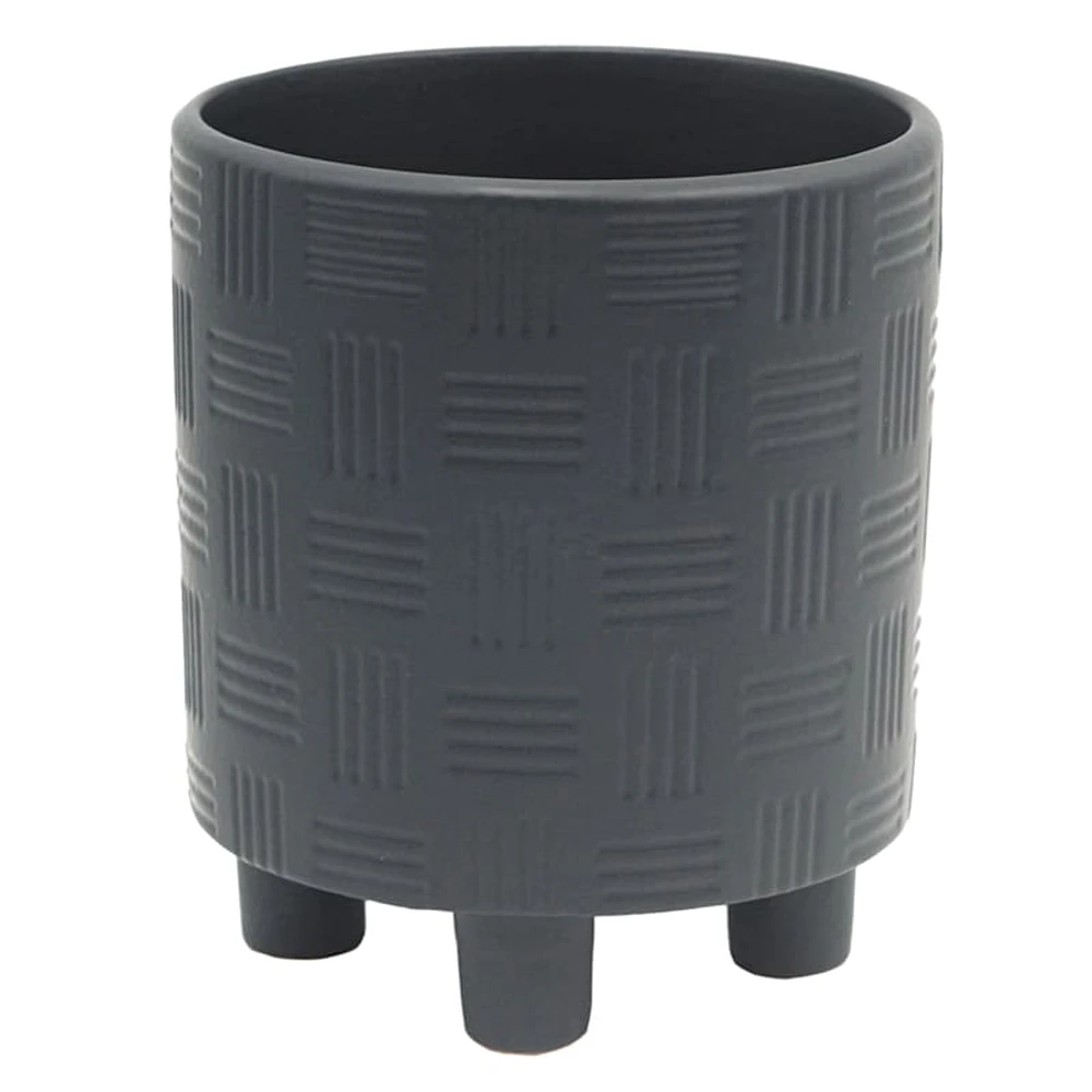 Indoor Mod Black Footed Ceramic Pot, Medium