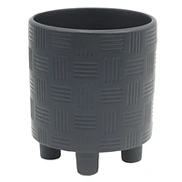 Indoor Mod Black Footed Ceramic Pot, Medium