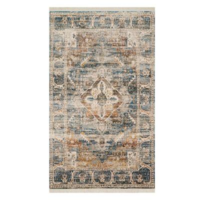 (A407) Halton Distressed Look Slate Rust Accent Rug, 3x5