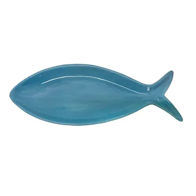 Blue Fish Ceramic Trinket Tray, 10"