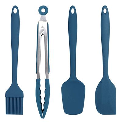 4 Piece Mini Silicone Prep Utensil Set Blue