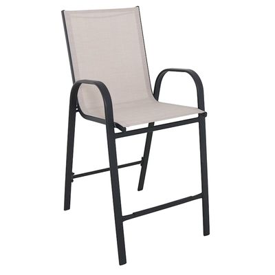 Taupe Outdoor Steel Sling Barstool