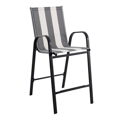 Laila Ali Stackable Black & White Striped Outdoor Sling Barstool