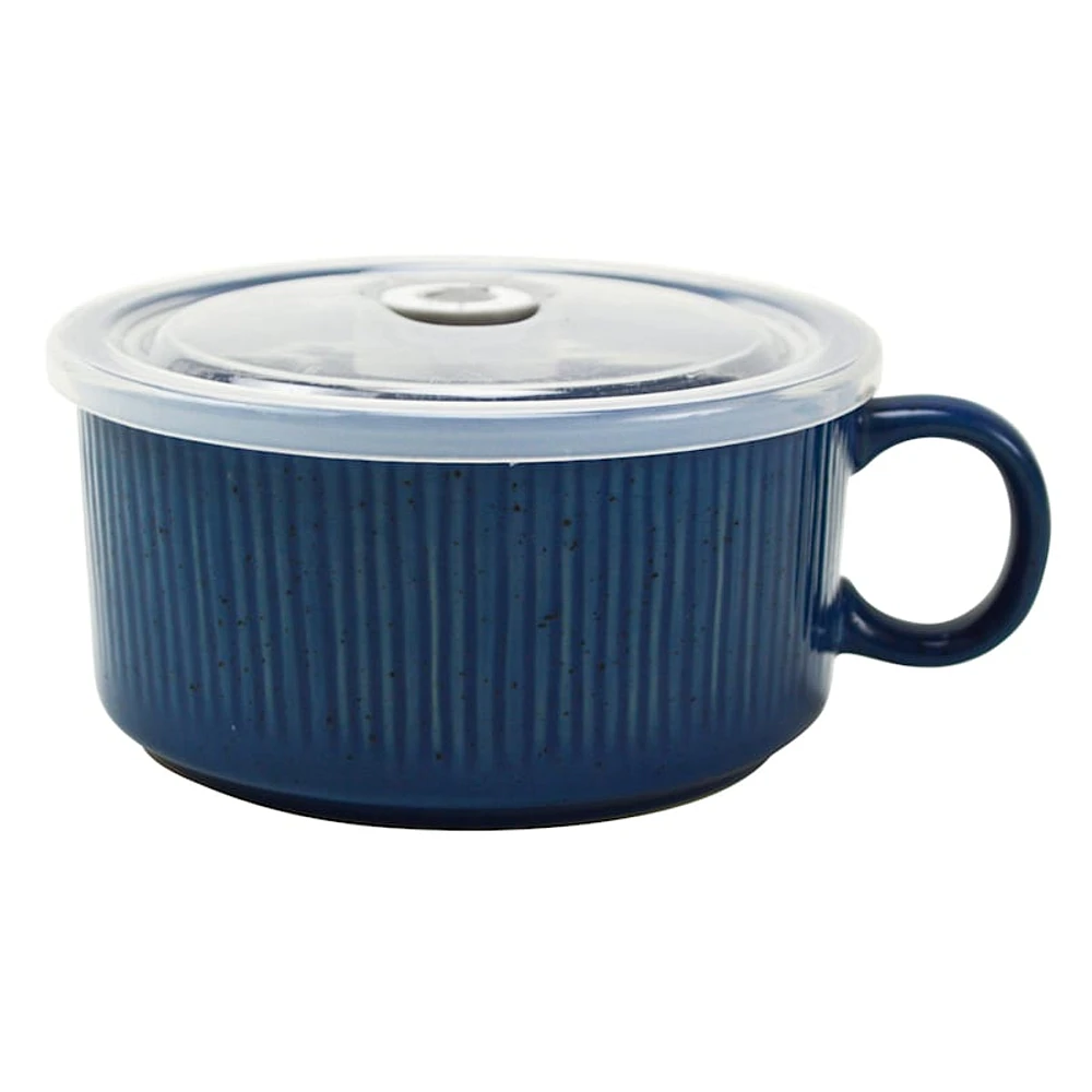 Blue Ribbed Souper Mug, 22oz