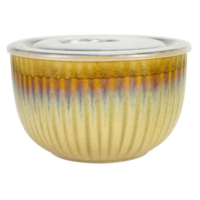 Tan Reactive Glaze Stoneware Bowl