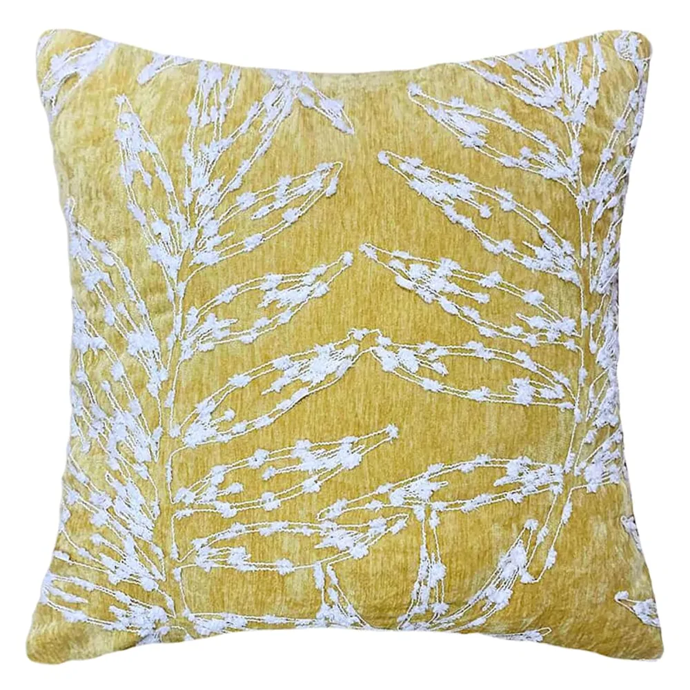 Firefly Floral Embroidered Throw Pillow