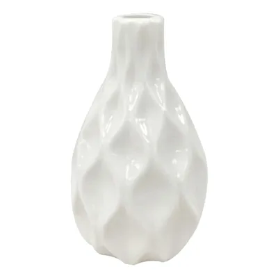 White Ceramic Bud Vase, 5"