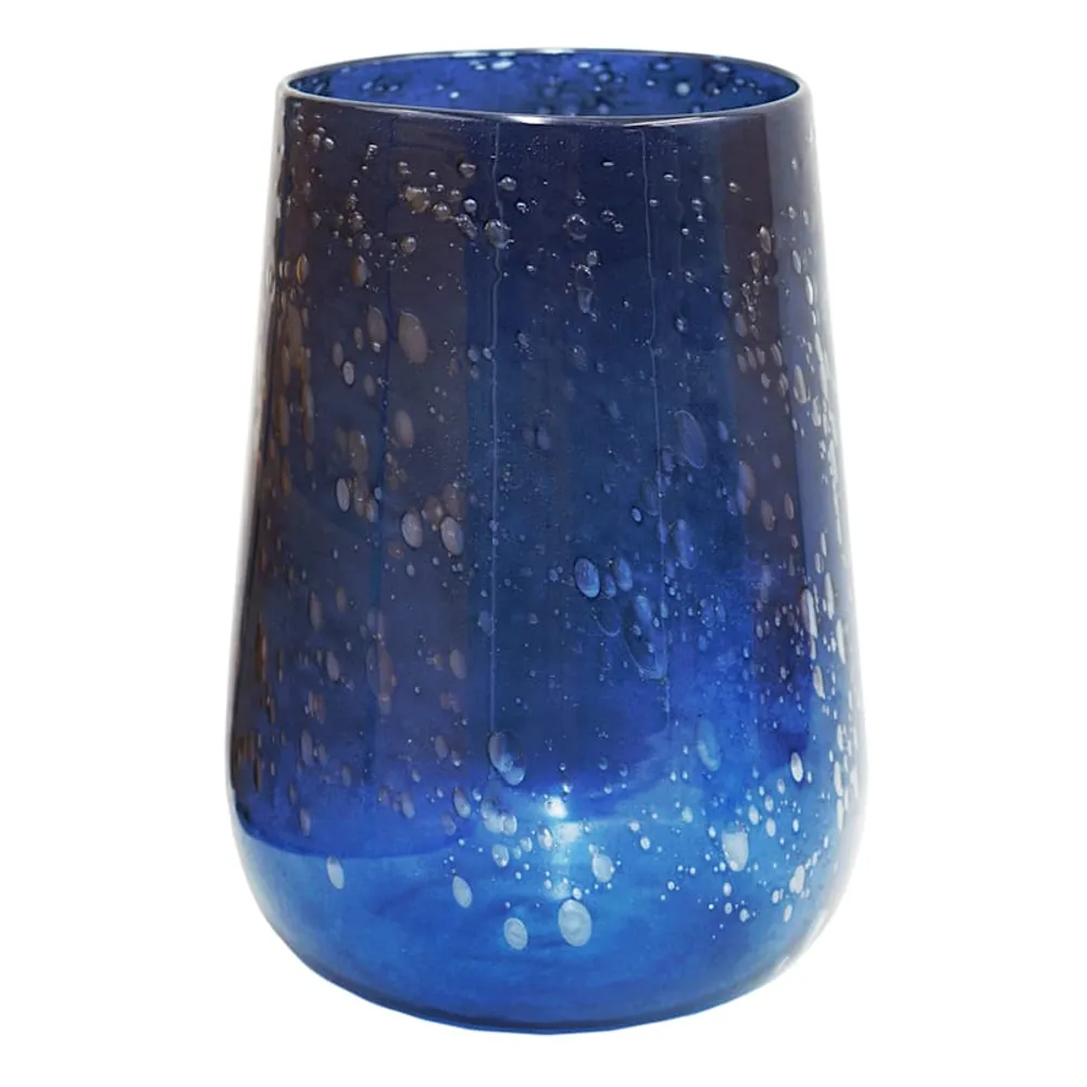 Ty Pennington Blue Bubble Glass Vase, 11"