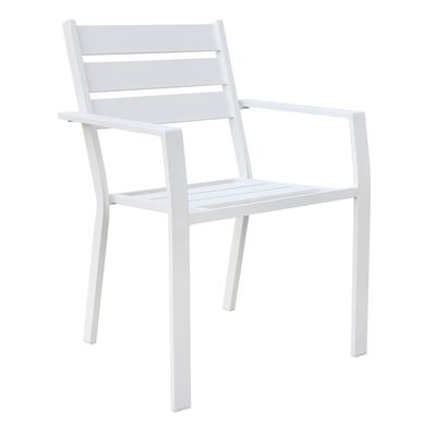 Grammercy White Steel Outdoor Slat Dining Chair