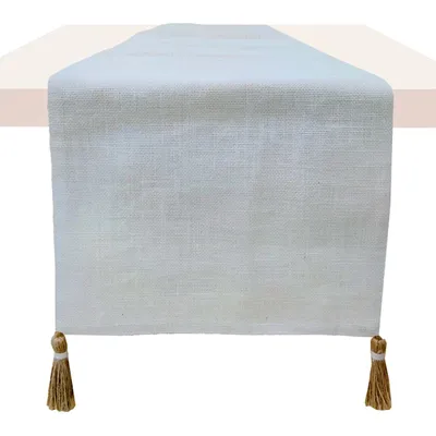 Jute Table Runner with Tassels, 72"