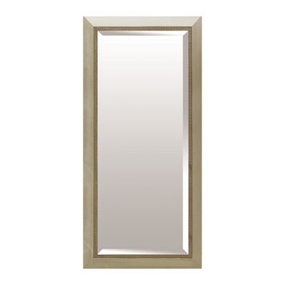 32X68 Rectangle Solid Wood Beaded Champagne Floor Mirror