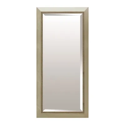 Rectangle Solid Wood Beaded Champagne Floor Mirror, 32x68