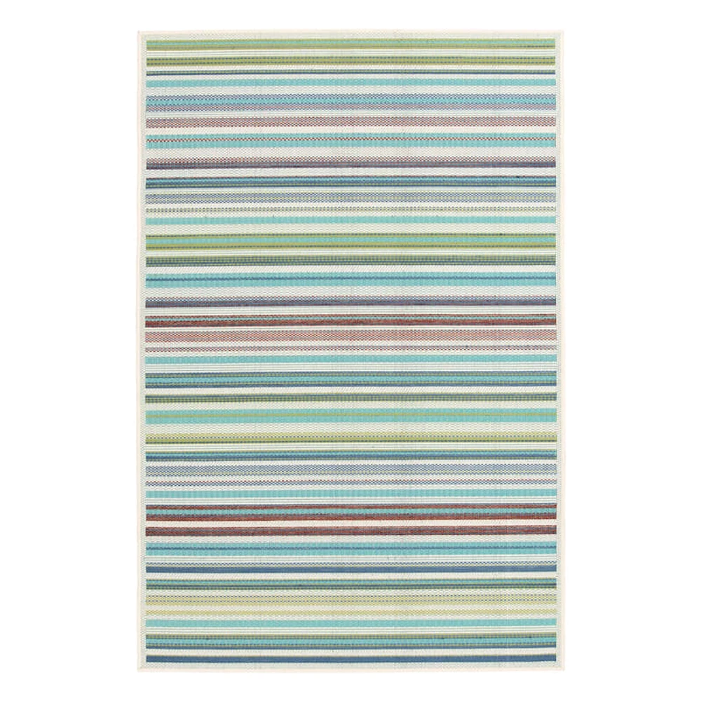 E441) Scope Aqua Green Striped Outdoor Area Rug